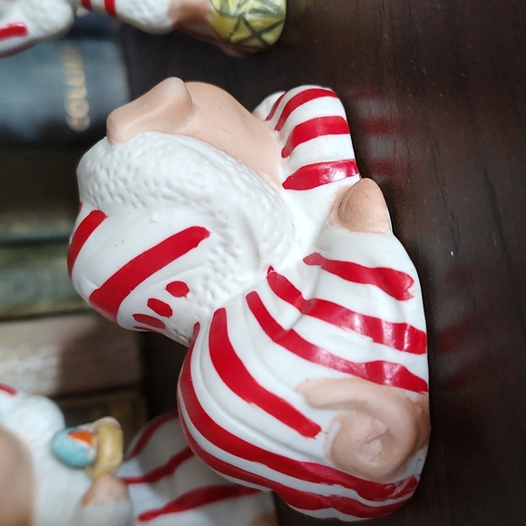 Vintage enesco candy cane pajama piglets pigs Christmas decor grannycore knick k - Picture 6 of 13